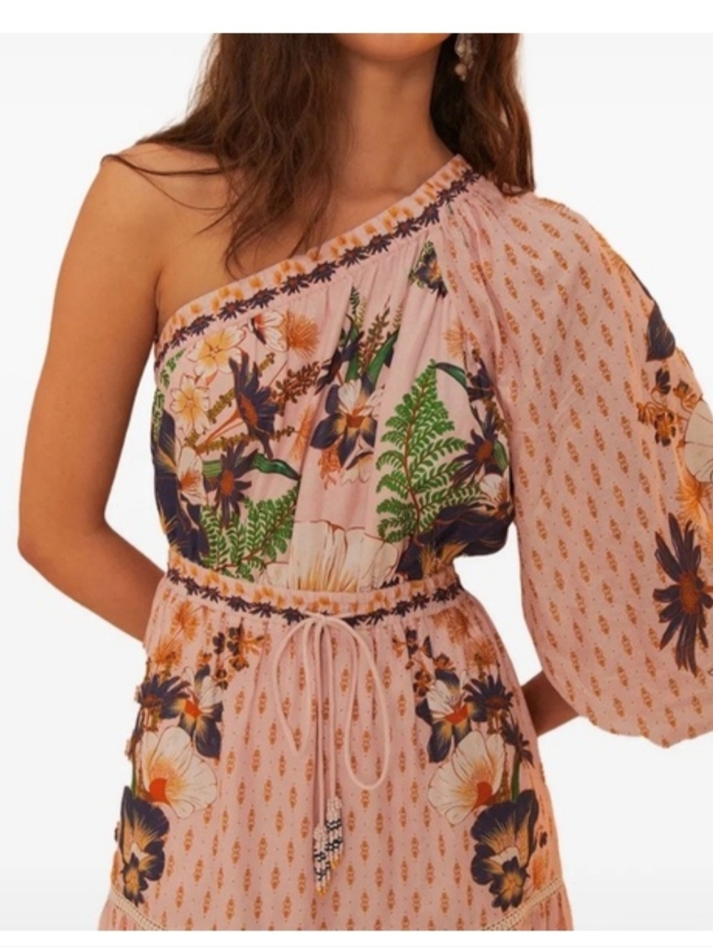 FARM Rio Peach Floral One-Shoulder Maxi Dress - Picture 3 of 8